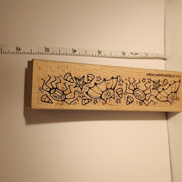 Halloween Dancing Bats & Spiders Wood Mounted Rubber Stamp Candy Corn Stars - Picture 2 of 4